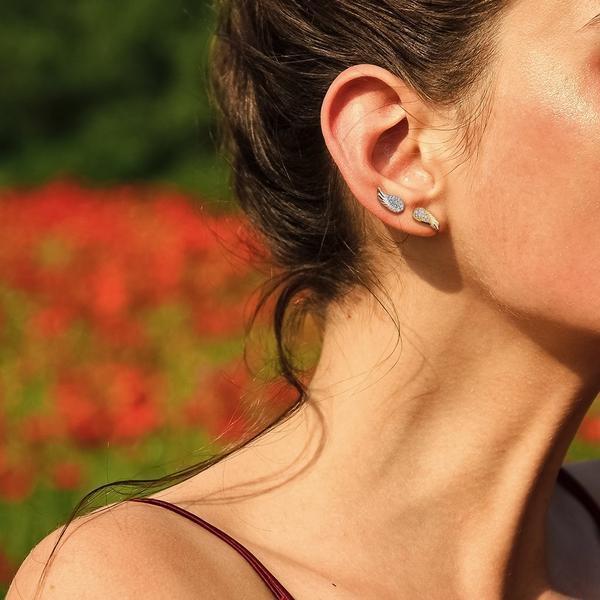 14kt Gold Angel Wing Cartilage Bar 16G 6mm