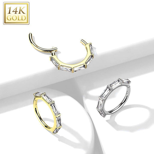 14kt Gold Baguette Cut Hinged Ring 16G