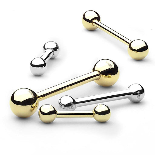 14kt Gold Barbell 14G
