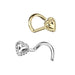 14kt Gold Beaded Heart Nose Screw 20G
