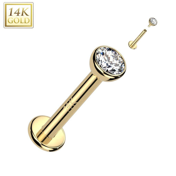14kt Gold Bezel Gem Labret