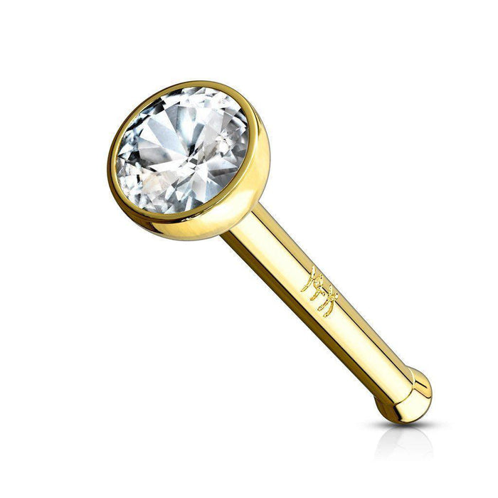 14kt Gold Bezel Gem Nose Bone 20G 18G
