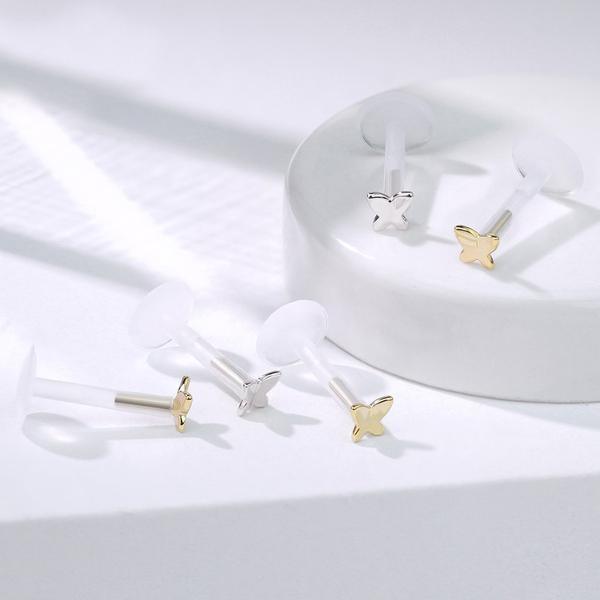 14kt Gold Butterfly Bioflex Labret 16G
