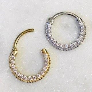 14kt Gold CZ Paved Septum Clicker 16G