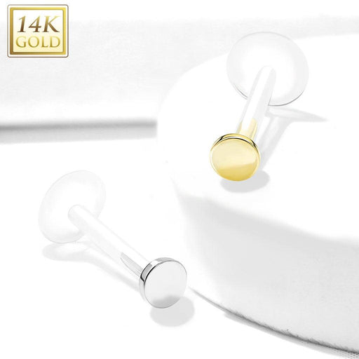 14kt Gold Circle Top Bioflex Labret 16G