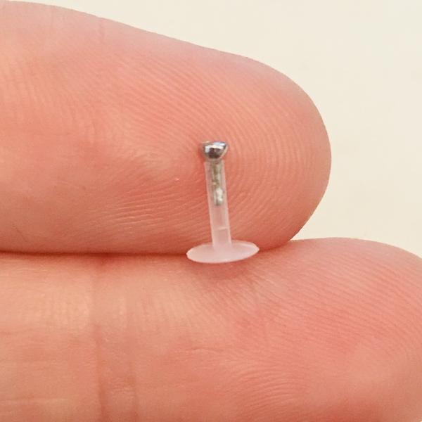 14kt Gold Clear Gem Bioflex Labret 16G