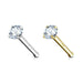 14kt Gold Clear Prong Gem Nose Bone 20G