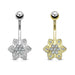 14kt Gold Flower Belly Bar 14G