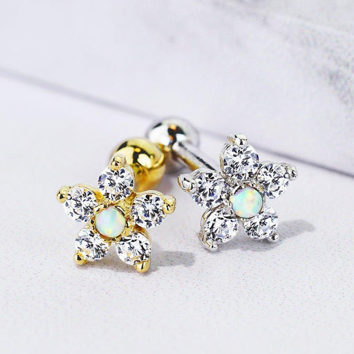 14kt Gold Flower Cartilage Bar 16G 6mm