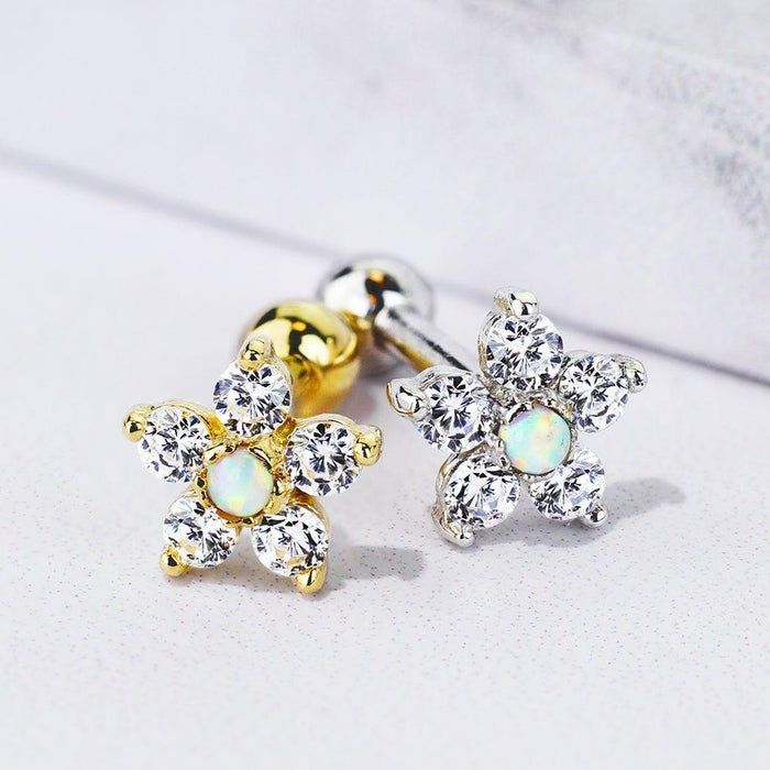 14kt Gold Flower Cartilage Bar 16G 6mm