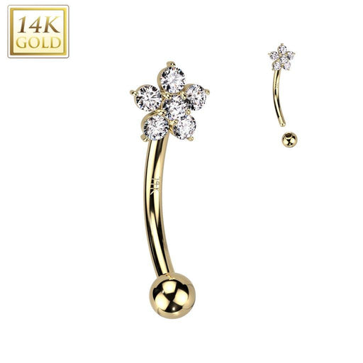 14kt Gold Flower Curve 16G 8mm
