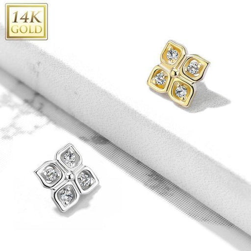 14kt Gold Flower Dermal Top 14G