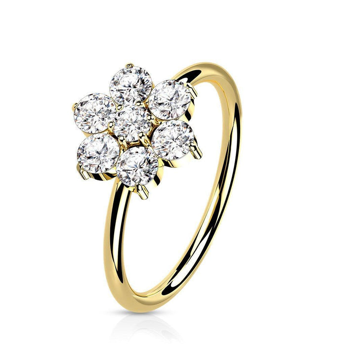 14kt Gold Flower Twist Ring 20G 8mm