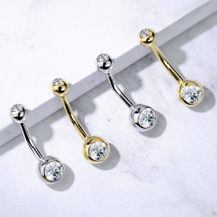 14kt Gold Gem Ball Belly Bar 14G