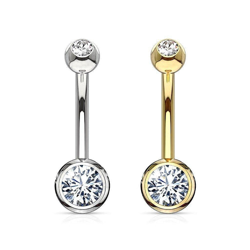14kt Gold Gem Ball Belly Bar 14G