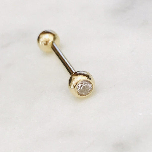 14kt Gold Gem Barbell 14G 16mm