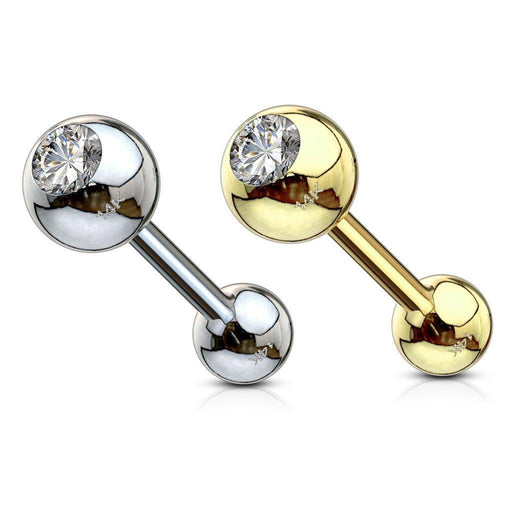 14kt Gold Gem Barbell 14G 16mm