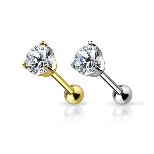 14kt Gold Gem Cartilage Bar 16G 6mm