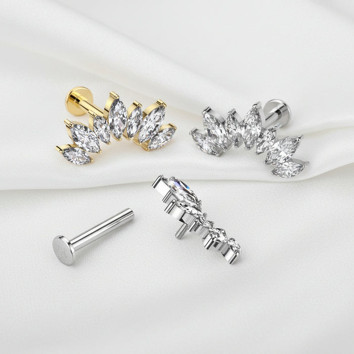 14kt Gold Gem Crown Labret