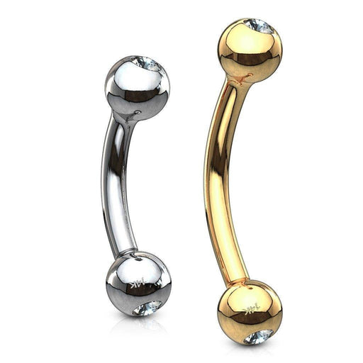 14kt Gold Gem Curve 16G 8mm