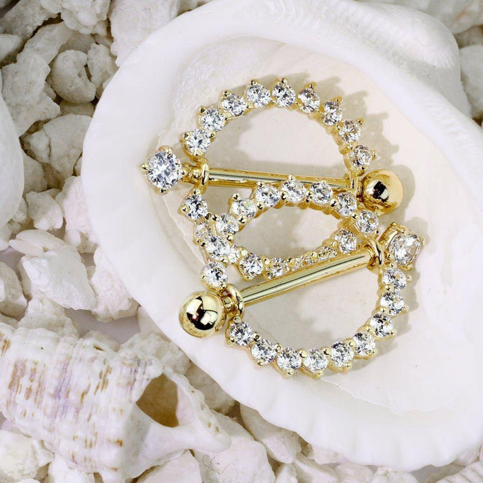 14kt Gold Gem Nipple Shield 14G
