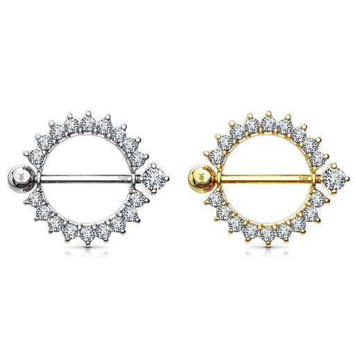 14kt Gold Gem Nipple Shield 14G