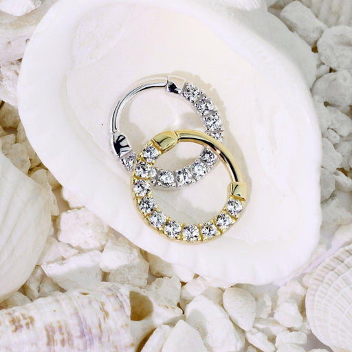 14kt Gold Gem Paved Septum Clicker 16G