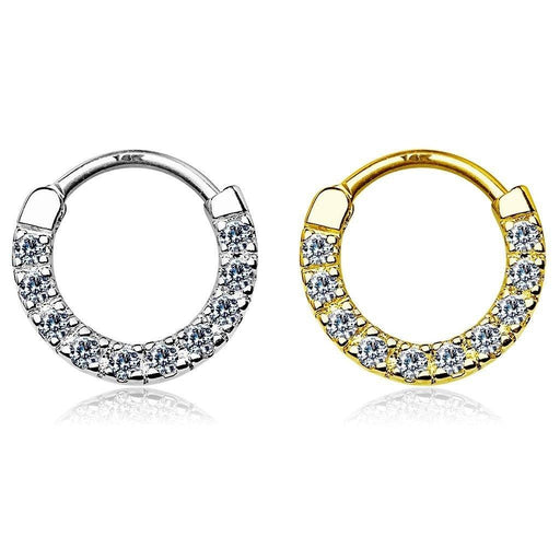 14kt Gold Gem Paved Septum Clicker 16G