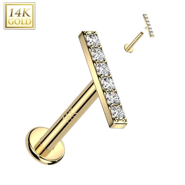 14kt Gold Gem Row Labret