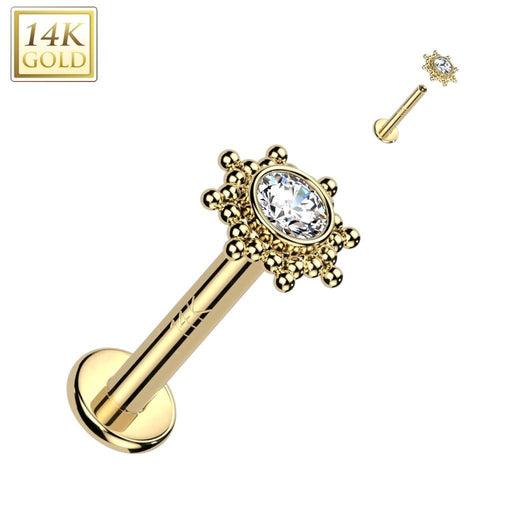 14kt Gold Gem Starburst Labret