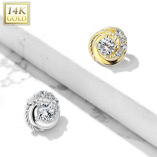 14kt Gold Gem Swirl Dermal Top 14G