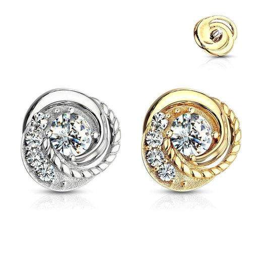 14kt Gold Gem Swirl Dermal Top 14G