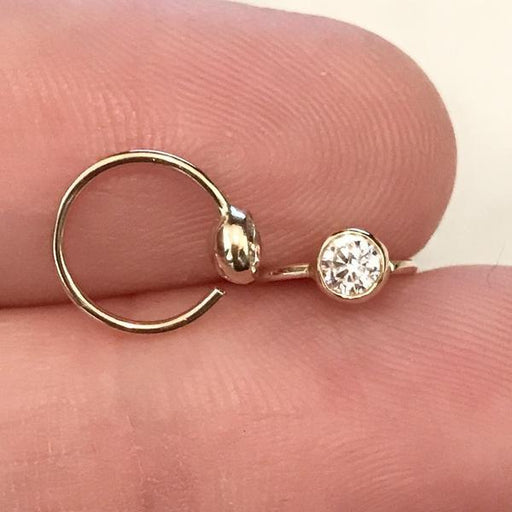 14kt Gold Gem Twist Ring 20G 8mm