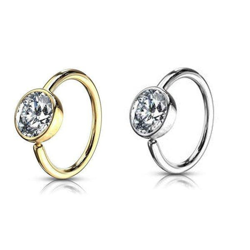 14kt Gold Gem Twist Ring 20G 8mm