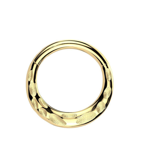 14kt Gold Hammered Hinged Ring 16G