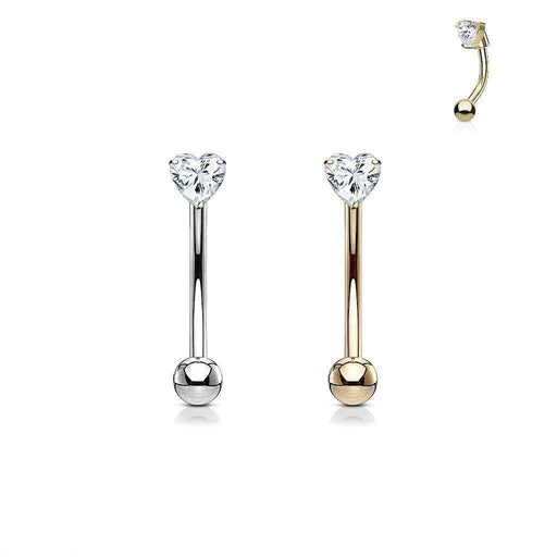 14kt Gold Heart Curve 16G 8mm