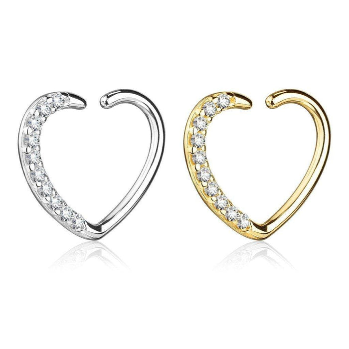 14kt Gold Heart Daith Ring 16G