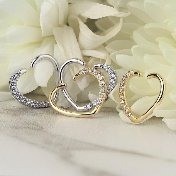 14kt Gold Heart Daith Ring 16G