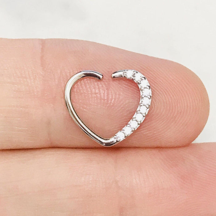 14kt Gold Heart Daith Ring 16G