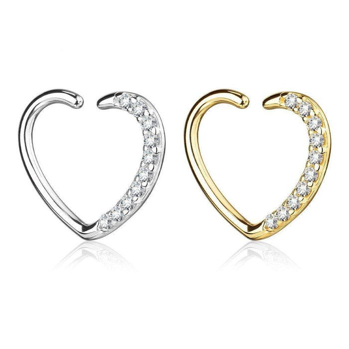 14kt Gold Heart Daith Ring 16G