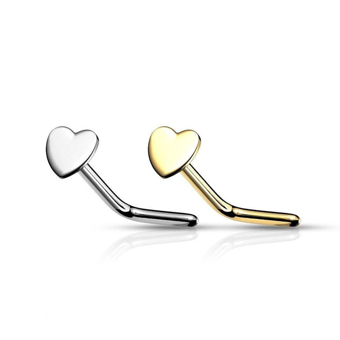 14kt Gold Heart Nose L Bend 20G