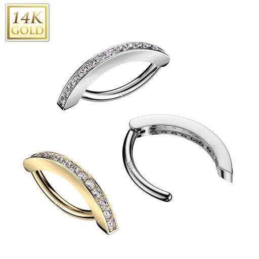 14kt Gold Hinged Belly Bar 14G