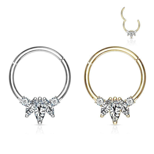 14kt Gold Marquise Gem Hinged Ring 16G