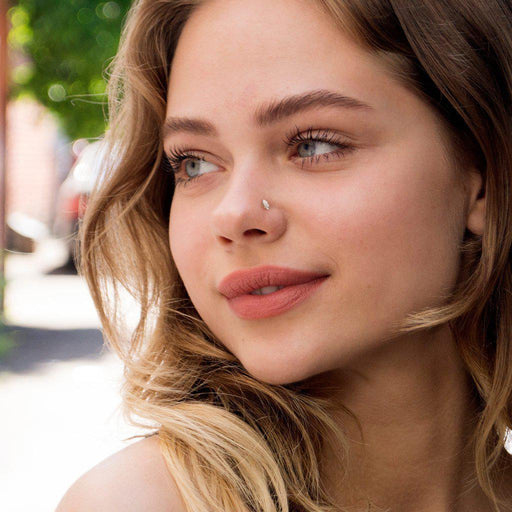 14kt Gold Marquise Gem Nose L Bend 20G