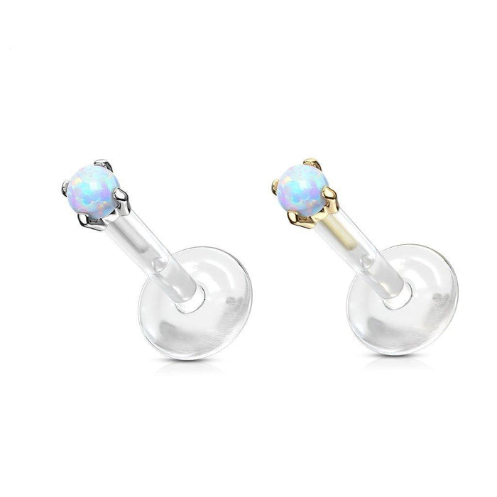 14kt Gold Opal Bioflex Labret 16G