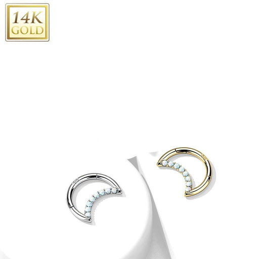 14kt Gold Opal Crescent Hinged Ring