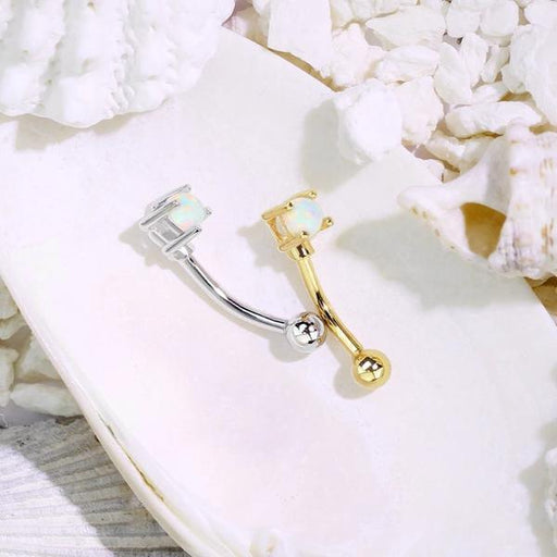 14kt Gold Opal Curve 16G 8mm