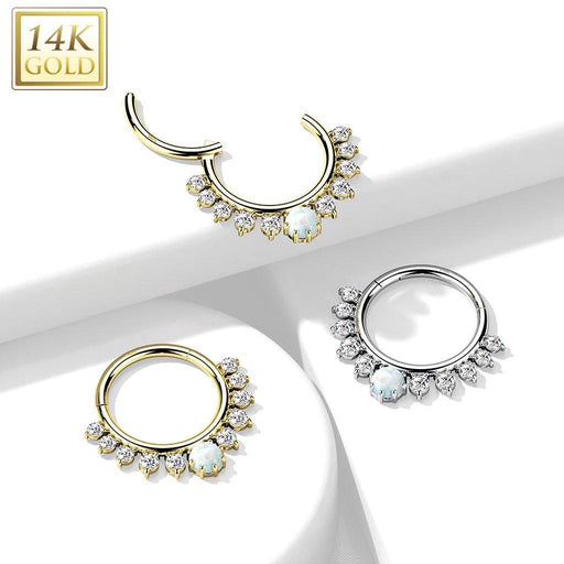 14kt Gold Opal Fan Hinged Ring 16G