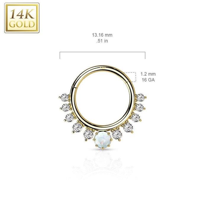 14kt Gold Opal Fan Hinged Ring 16G