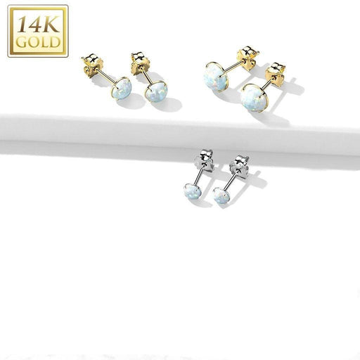 14kt Gold & Opal Martini Stud Earring PAIR